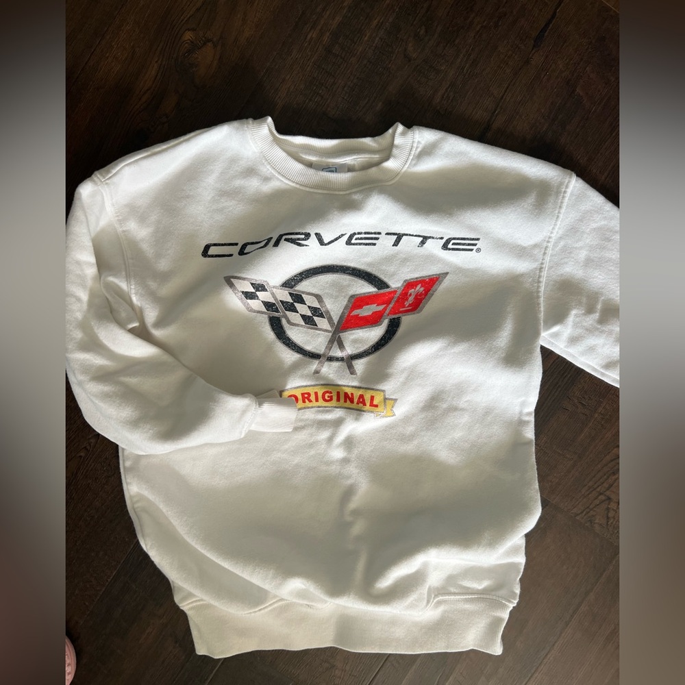 White corvette GM white Hoodie girls size 10/12